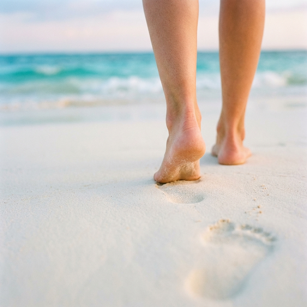 Barefoot beach walks